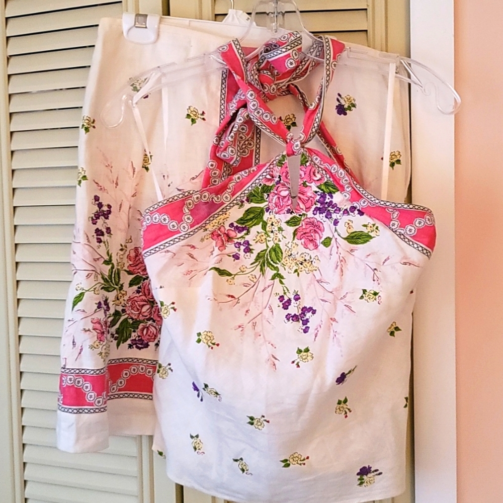 Vintage linen skirt and halter set